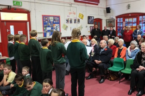 Youngsters read 'letters' composed by them in Great War style.
